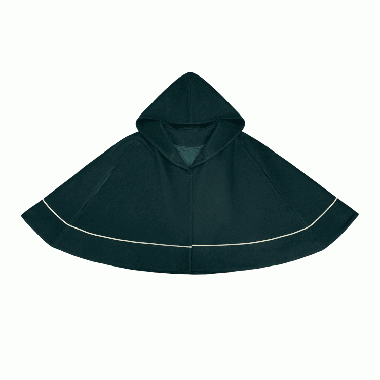Woolen Hooded Cape Dark Green 62cm
