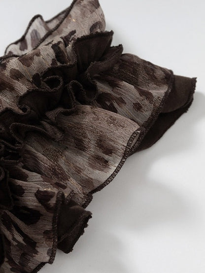 Brown Leopard Cowl-Neck Asymmetric Faux Two-Piece Dress - NO ROMANCE