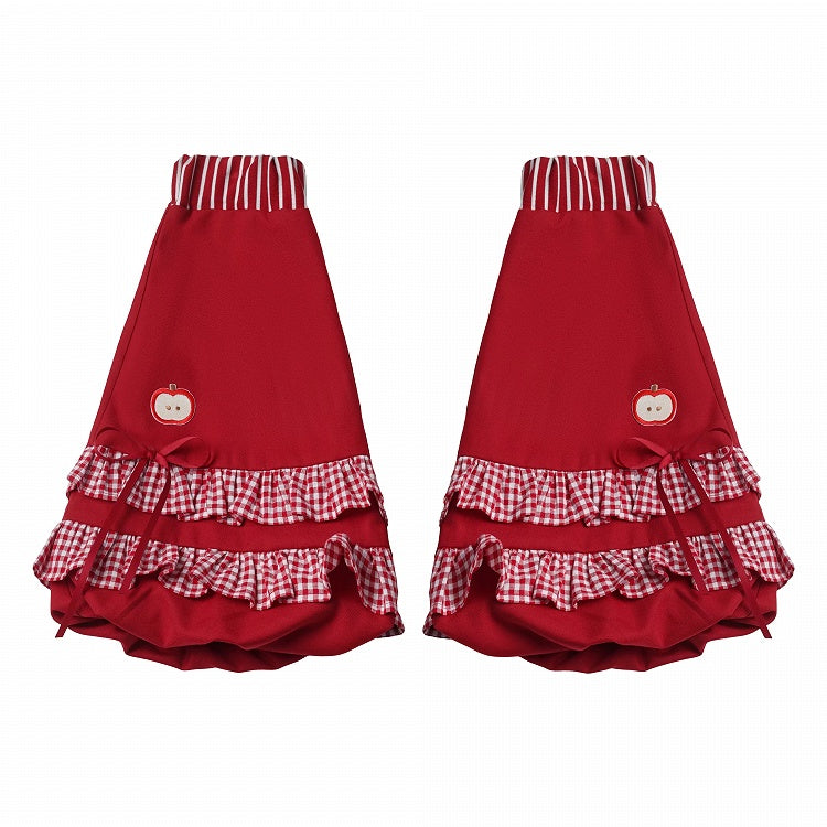 Scarlet Flared Leg Warmers with Checked Ruffle Trim - PINK SAVIOR