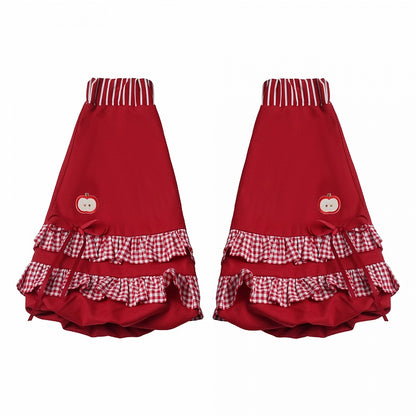 Scarlet Flared Leg Warmers with Checked Ruffle Trim - PINK SAVIOR
