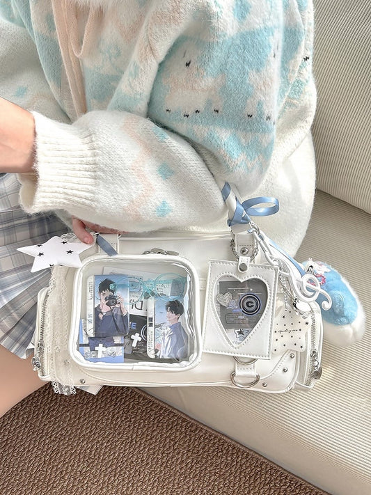 Handbag Display PU Holder Ita Window White Card with