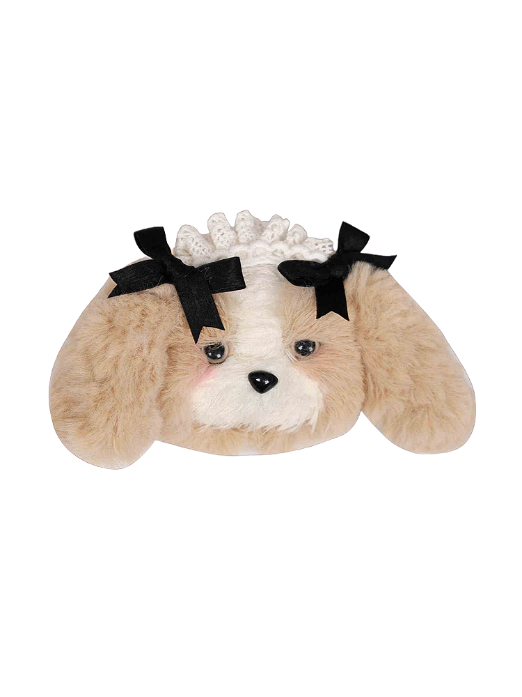 Khakifarbene Plüsch-Welpenbrosche