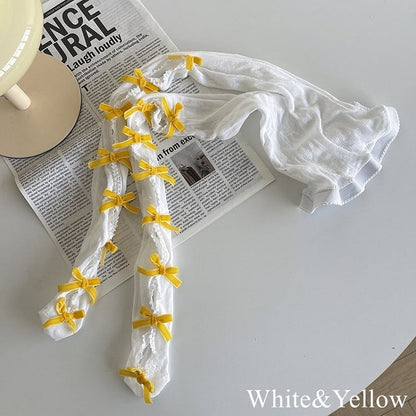 with Tights Cut-out Options Color 21 Design Bowknot Floral Pattern