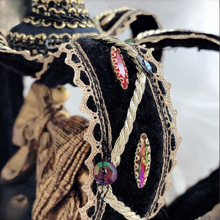 Rhinestone Black Cross Mini Lolita Crown Hat Decorated Hime Design bow Beaded