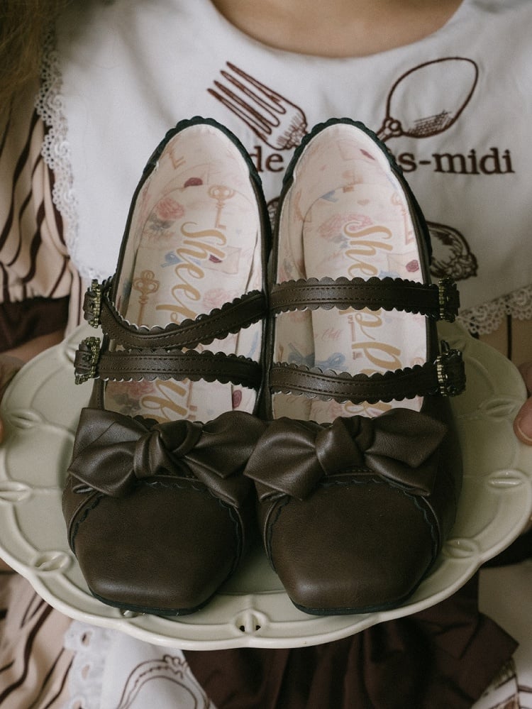 Sweet Top Brown Shoes Lolita at Bow