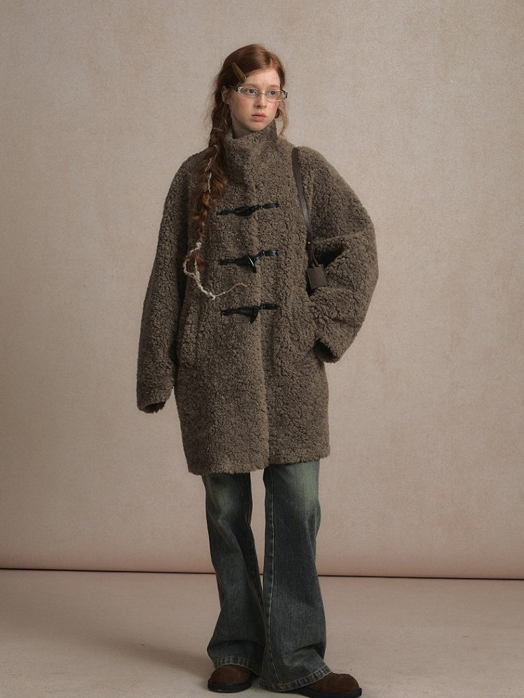 Coat with Toggle Closures Timeless Dark Gray Fleece