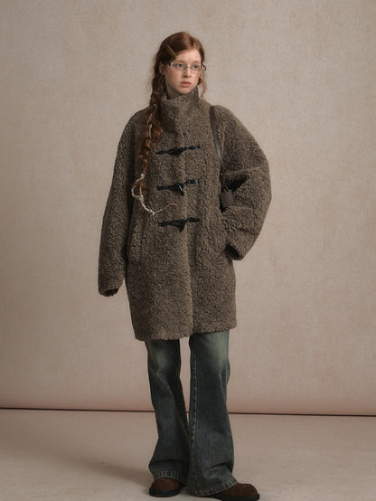 Coat with Toggle Closures Timeless Dark Gray Fleece