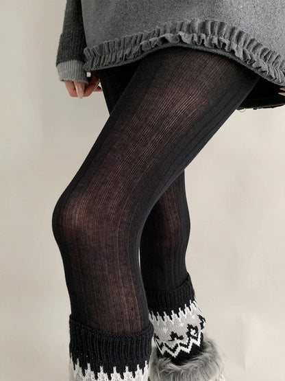 Fine Colors) Slimming (6 Ribbed Tights