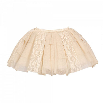 Apricot Layered Dots Tulle Skirt with Lace Trim & Built-in Bloomers - Blood Supply