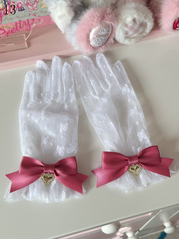 Krone/Herz Schleife Spitzenhandschuhe Optionen Charm 16