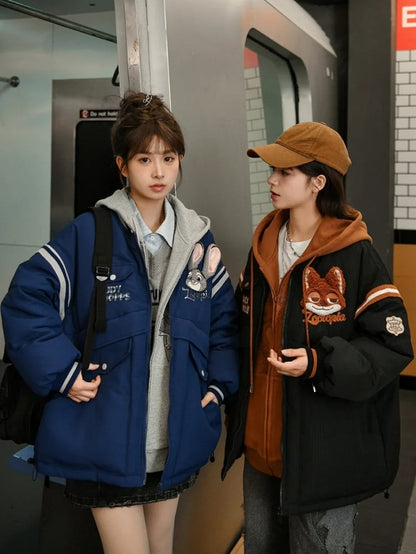 Zootopia Judy Applique Dark Blue Down Jacket Detachable Sleeves
