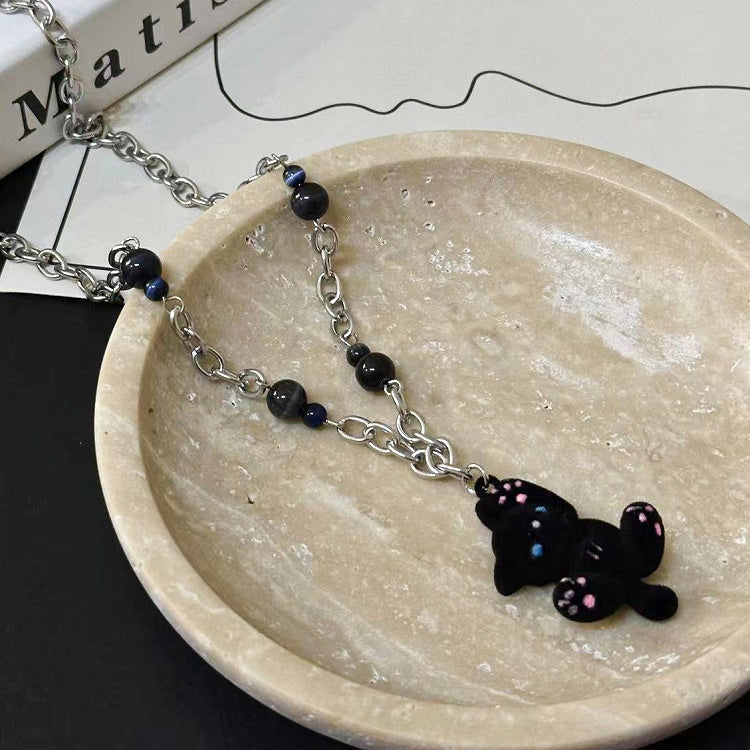 Black Cat Beaded Necklace/Choker