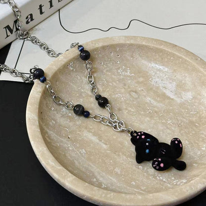 Black Cat Beaded Necklace/Choker