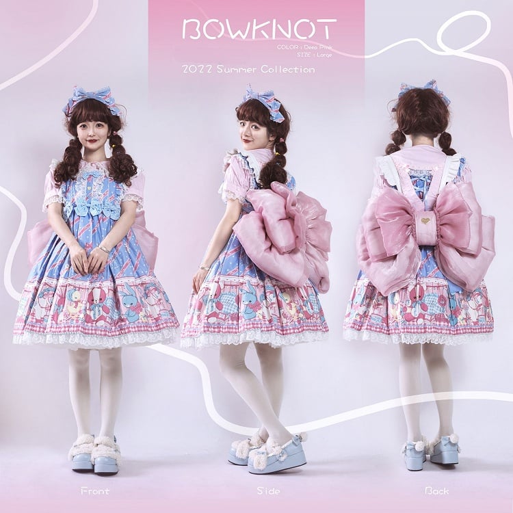 Deep Pink Bow Peach Big Backpack
