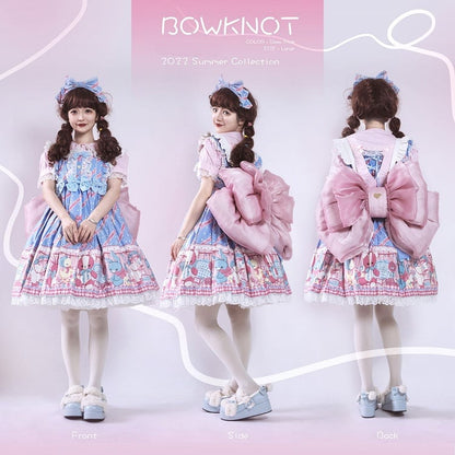 Deep Pink Bow Peach Big Backpack