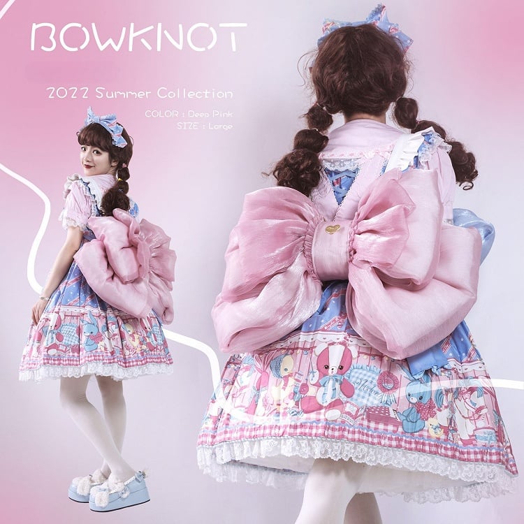 Deep Pink Bow Peach Big Backpack