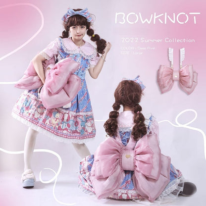 Deep Pink Bow Peach Big Backpack