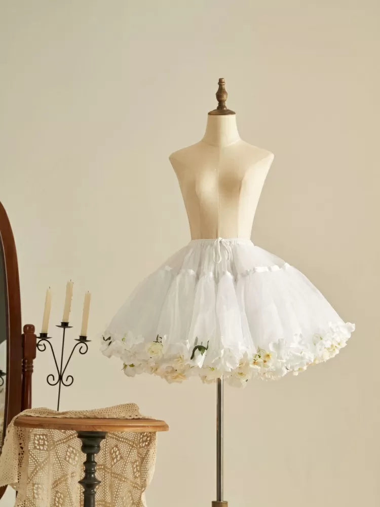 春の収穫 長さ 花柄 35cm/45cm ホワイトホワイト ペチコート