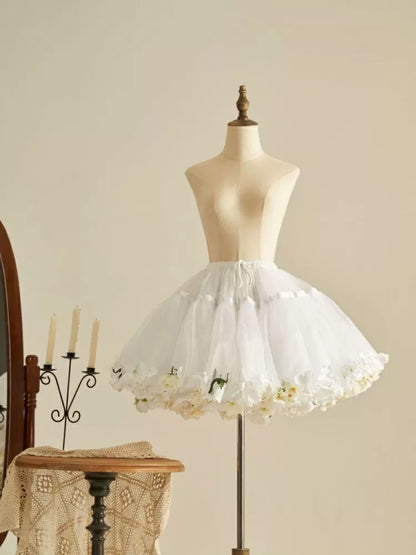 春の収穫 長さ 花柄 35cm/45cm ホワイトホワイト ペチコート