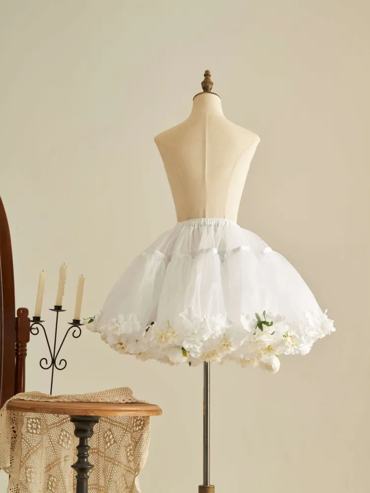 春の収穫 長さ 花柄 35cm/45cm ホワイトホワイト ペチコート