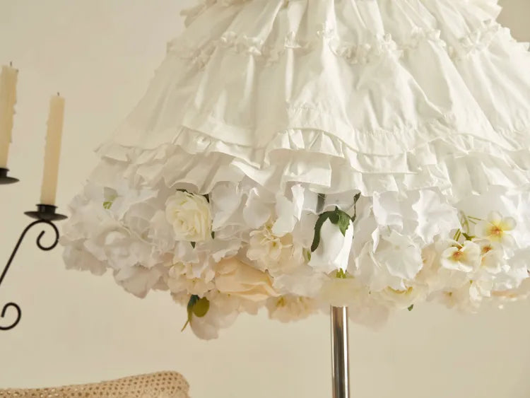 春の収穫 長さ 花柄 35cm/45cm ホワイトホワイト ペチコート