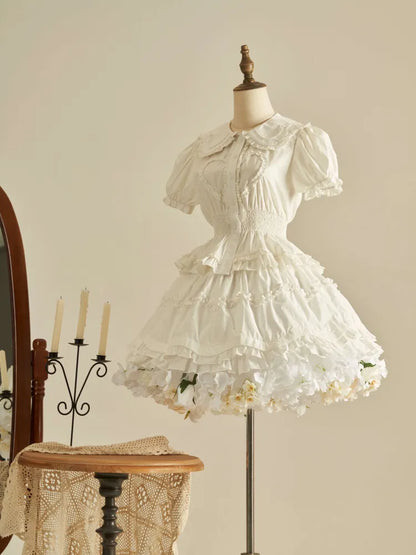 春の収穫 長さ 花柄 35cm/45cm ホワイトホワイト ペチコート