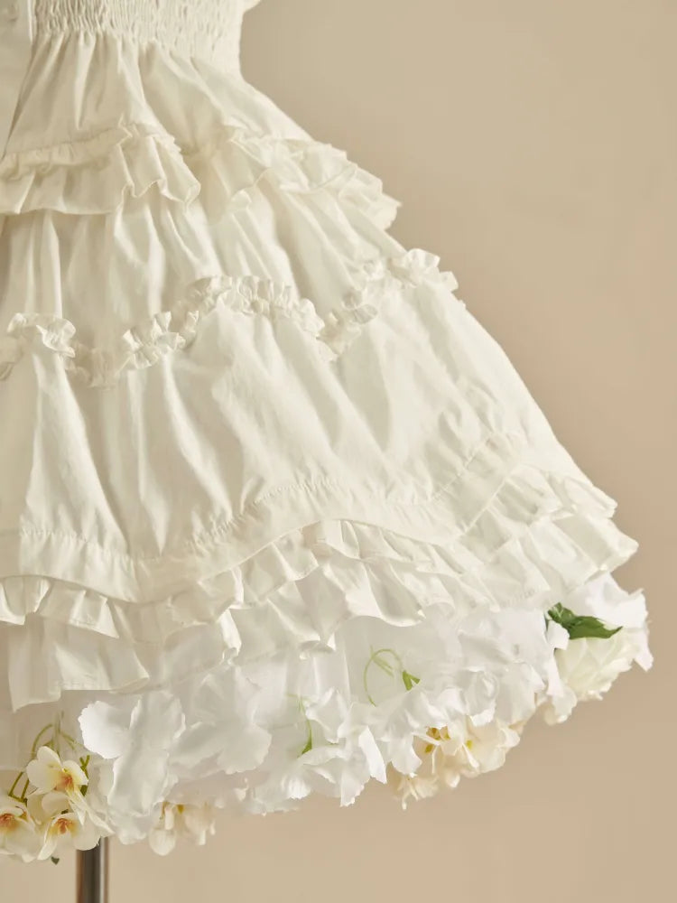 春の収穫 長さ 花柄 35cm/45cm ホワイトホワイト ペチコート
