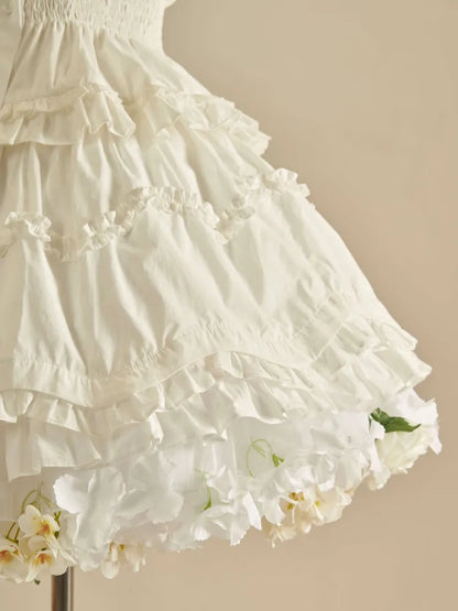 春の収穫 長さ 花柄 35cm/45cm ホワイトホワイト ペチコート