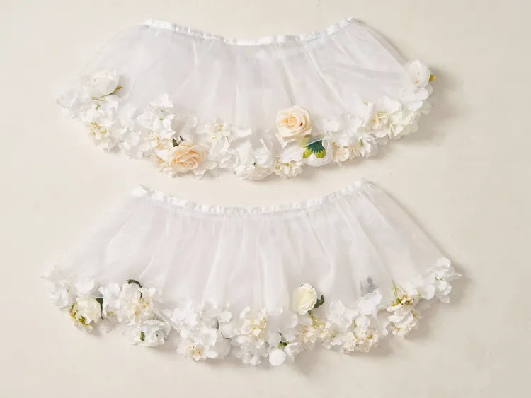 春の収穫 長さ 花柄 35cm/45cm ホワイトホワイト ペチコート