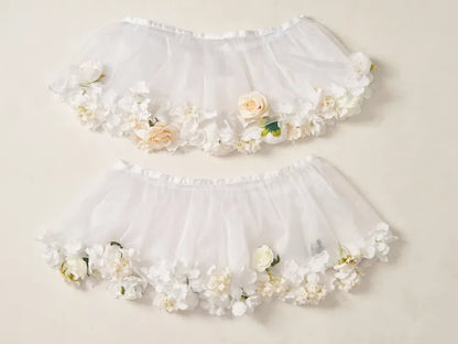 春の収穫 長さ 花柄 35cm/45cm ホワイトホワイト ペチコート