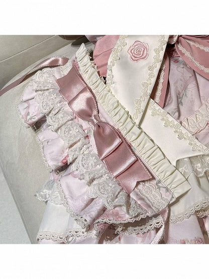 Pink Blue Bow Hairband with Lace Embellishments - Sweet Dream Box