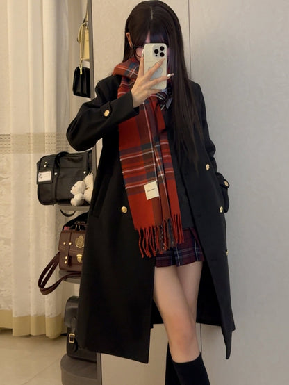 Badge Uniform Decorated Black JK Version Thicken Coat