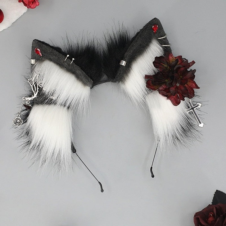 Charm Kreuz Lolita Schwarz Floral Punk Design SchwarzWeiß/Alle