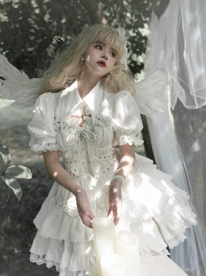 White Gothic Chain Details Bolero