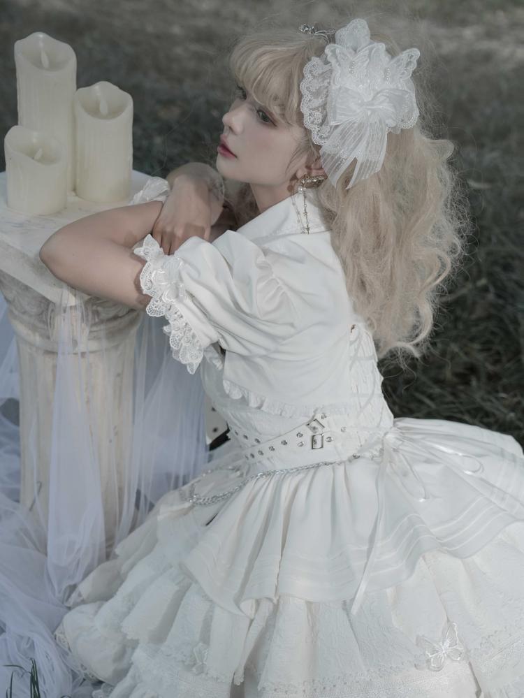 White Gothic Chain Details Bolero