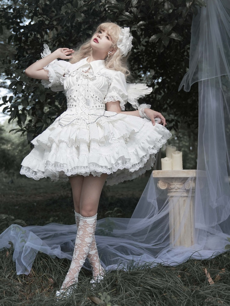 White Gothic Chain Details Bolero