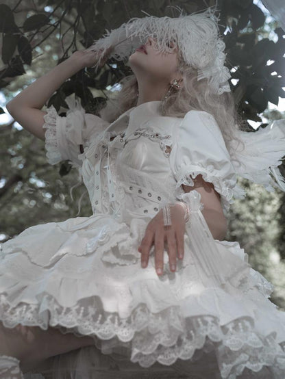 White Gothic Chain Details Bolero