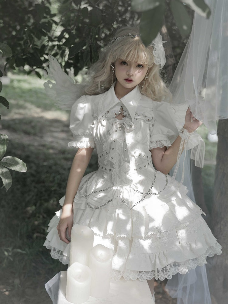 White Gothic Chain Details Bolero