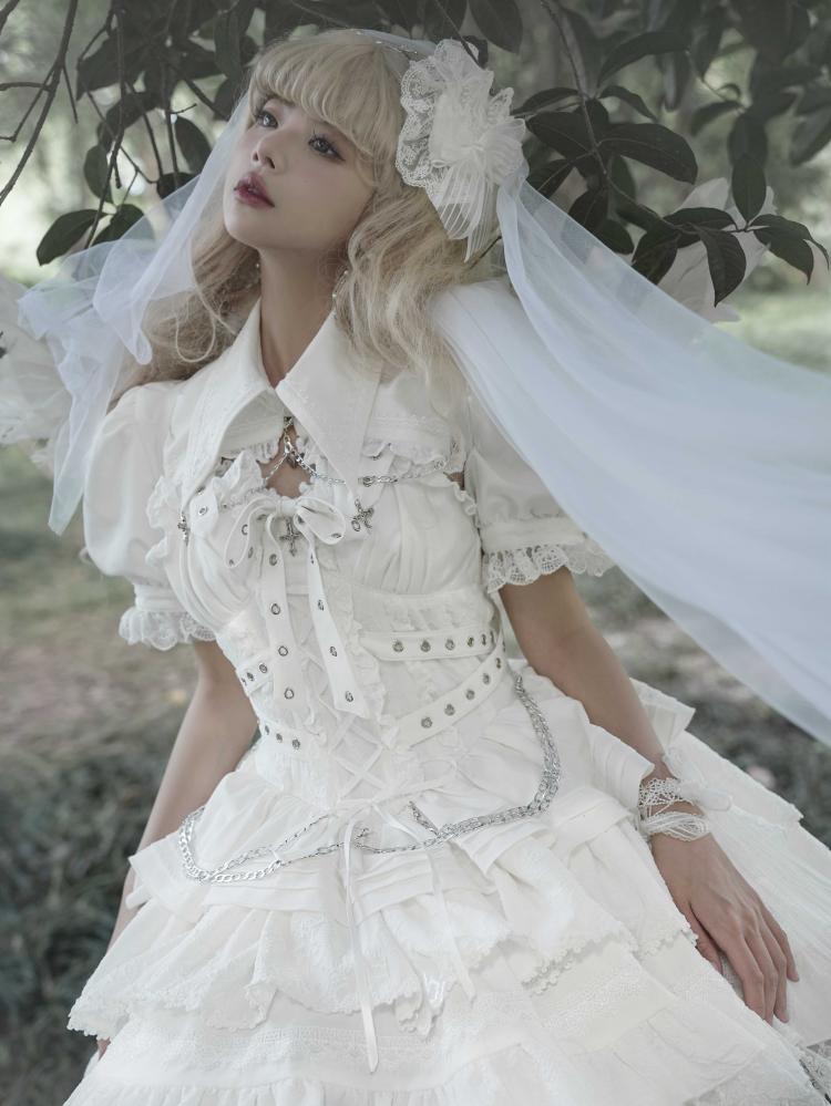 White Gothic Chain Details Bolero