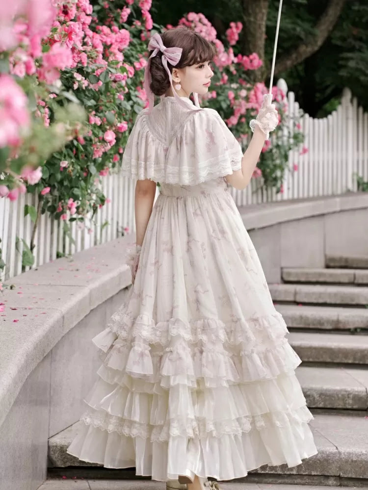 ドローストリングフラウンスベージュレイヤードアンダースカートヘム