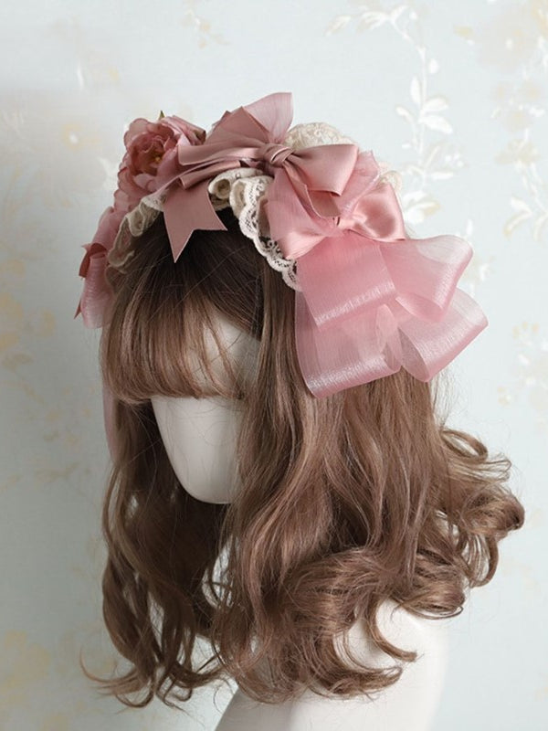 Flowers Adorned with Pink Tulle Bowknots and KC Lolita Lace