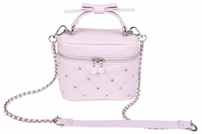 Crossbody/Handtasche, gestepptes Dekor mit Jirai Pink/Weiß/Schwarz Kei Strass