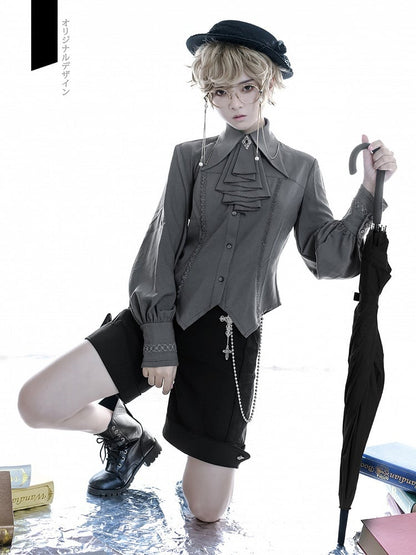 ラム肉ロリータジャボシャツグレー袖王子