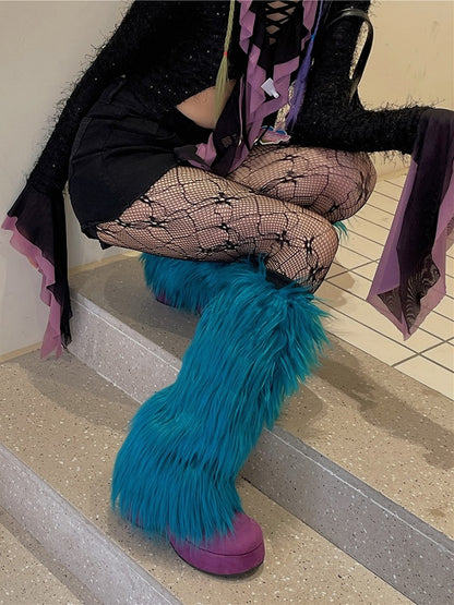 Blue Peacock Shaggy 20CM/30CM/40CM Warmers Leg Y2K