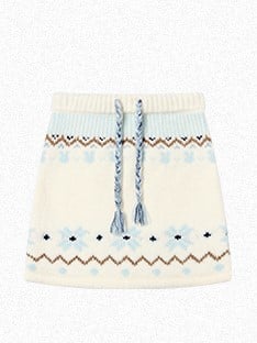 Pattern Knit White Vintage Skirt Snowflake