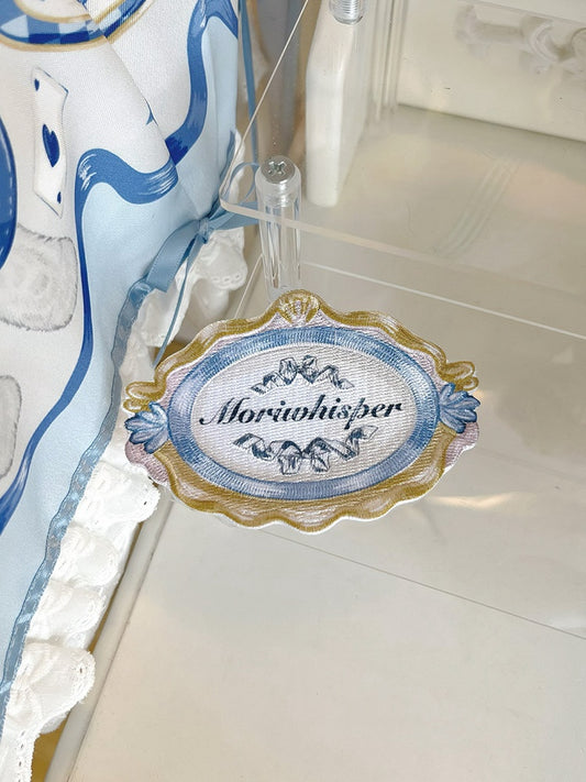 Stickerei Blaue Brosche