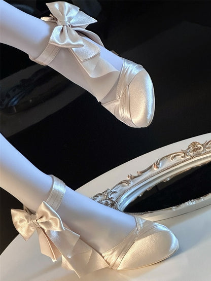 Delicate Champagne Classic Heart-shaped Shoes High-heel Bow Lolita Clasp with