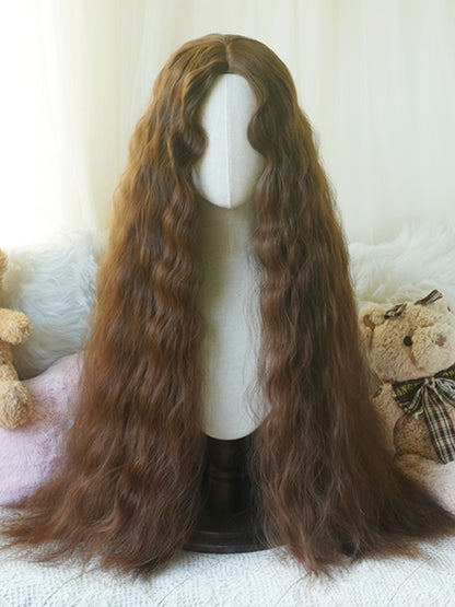 Karamell/Blond/Pink/Hellblond, hüftlange lockige Perücke