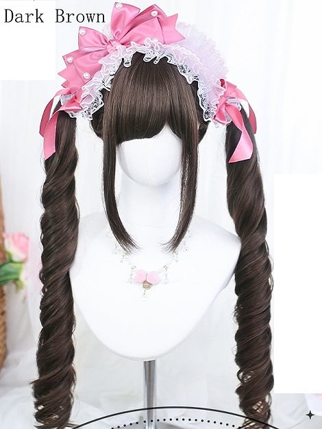 Wellig Rosa/Schwarz/Dunkel Mit Perücken Braun/Hellbraun/Grau/Blond Lang