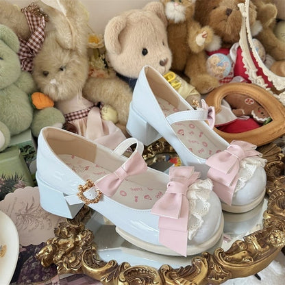 Toe Blue - Edging Elegant Design Lolita Shoes Low-heel/Mid-heel with Lace Round